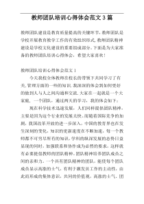 教师团队培训心得体会范文3篇