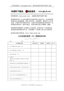 分支机构经理季（月）度绩效评价表