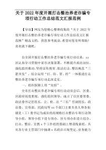 关于2022年度开展打击整治养老诈骗专项行动工作总结范文汇报范例