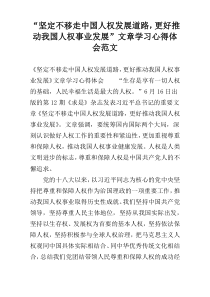 “坚定不移走中国人权发展道路，更好推动我国人权事业发展”文章学习心得体会范文