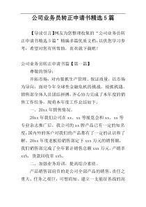 公司业务员转正申请书精选5篇