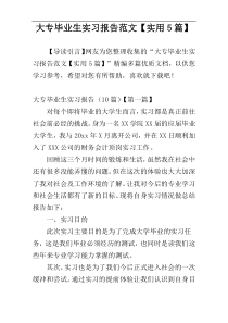 大专毕业生实习报告范文【实用5篇】