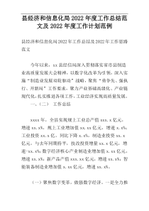 县经济和信息化局2022年度工作总结范文及2022年度工作计划范例