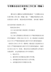 专项整治活动行政审批工作汇报（精编3篇）