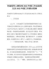 市退役军人事务局2022年度工作总结范文及2022年度工作要点范例