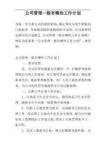 公司管理一般有哪些工作计划