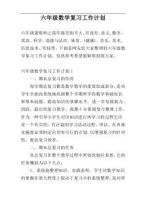 六年级数学复习工作计划