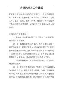 乡镇民政月工作计划