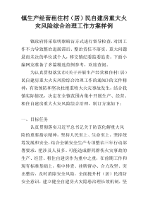 镇生产经营租住村（居）民自建房重大火灾风险综合治理工作方案样例