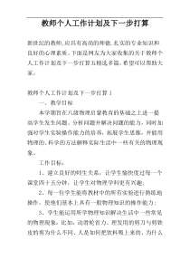 教师个人工作计划及下一步打算