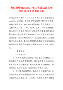 市应急管理局2021年工作总结范文和2022年度工作思路范例