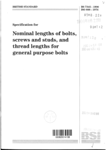 BS 7435-1990 Nominal lengths of bolts,screws and s