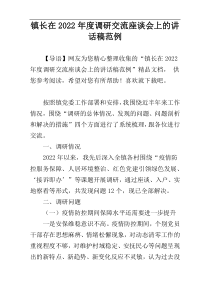 镇长在2022年度调研交流座谈会上的讲话稿范例