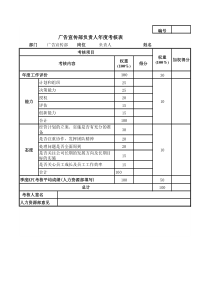 广告宣传部负责人年度考核表