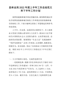 县林业局2022年度上半年工作总结范文和下半年工作计划