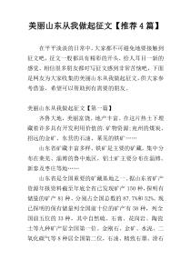 美丽山东从我做起征文【推荐4篇】