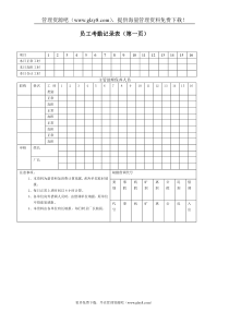 员工考勤记录表（第一页）