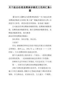 关于副总经理竞聘演讲稿范文范例汇集5篇