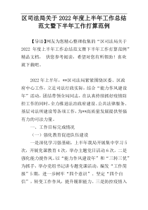 区司法局关于2022年度上半年工作总结范文暨下半年工作打算范例