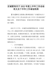 区城管局关于2022年度上半年工作总结范文及下半年工作谋划范例