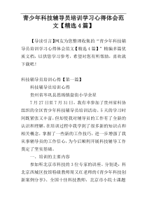 青少年科技辅导员培训学习心得体会范文【精选4篇】