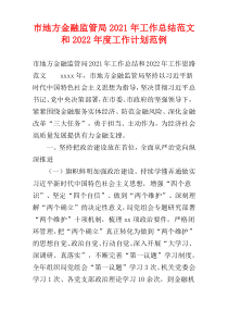 市地方金融监管局2021年工作总结范文和2022年度工作计划范例