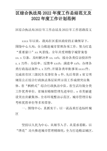 区综合执法局2022年度工作总结范文及2022年度工作计划范例