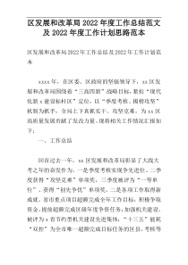 区发展和改革局2022年度工作总结范文及2022年度工作计划思路范本