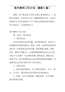 高中教师工作计划（最新5篇）