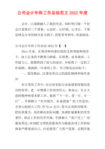 公司会计年终工作总结范文2022年度