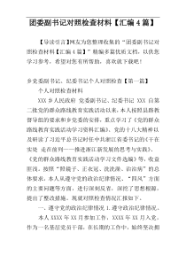 团委副书记对照检查材料【汇编4篇】