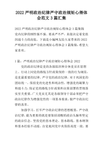 2022严明政治纪律严守政治规矩心得体会范文3篇汇集