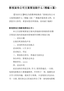 影视宣传公司文案策划做什么（精编4篇）