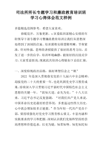 司法所所长专题学习和廉政教育培训班学习心得体会范文样例