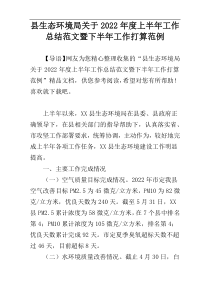 县生态环境局关于2022年度上半年工作总结范文暨下半年工作打算范例