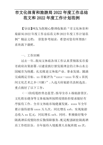 市文化体育和旅游局2022年度工作总结范文和2022年度工作计划范例