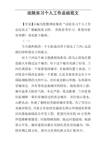 法院实习个人工作总结范文