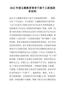 2022年度主题教育领导干部个人检视剖析材料