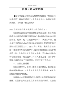 班级公司运营总结