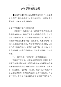 小学学期教师总结