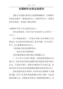 后期制作自我总结报告