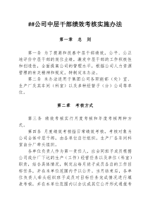 XX公司中层干部绩效考核实施办法(1)