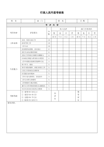 行政人员月度考核表