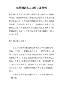 软件测试实习总结3篇范例