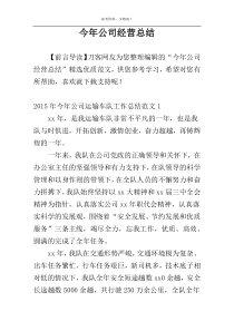 今年公司经营总结