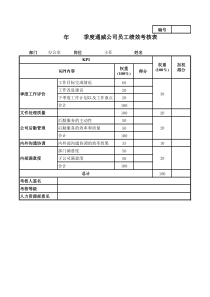 通威集团办公室各岗位季度考核表