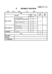 通威集团发展部各岗位季度考核表