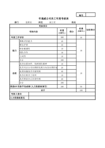 通威集团监察部各岗位年度考核表