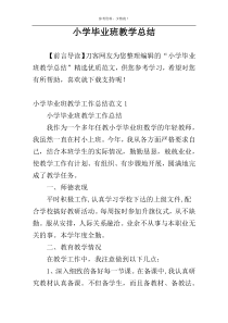 小学毕业班教学总结