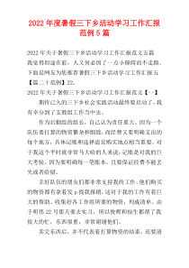 2022年度暑假三下乡活动学习工作汇报范例5篇